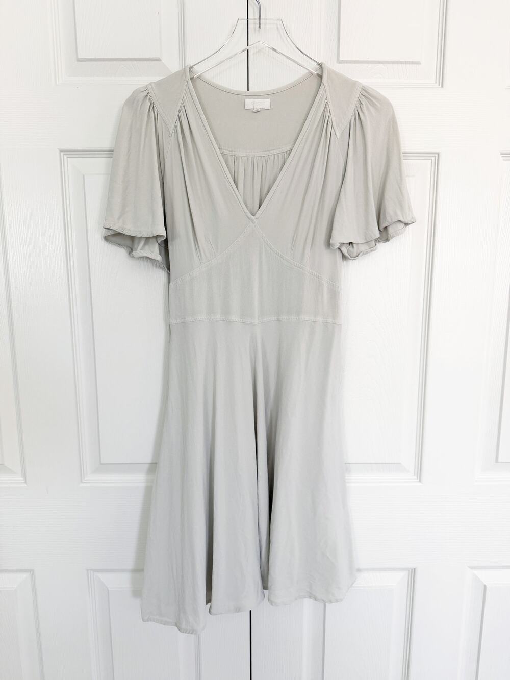 Ghost London Bone Grey Fit and Flare Dress Romantic Balletcore Fairycore